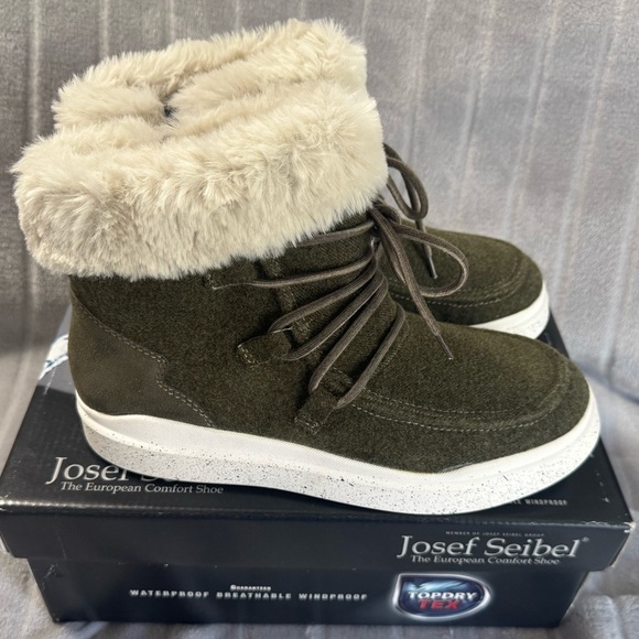 Romika Shoes - Romika Helsinki 01 Olive Faux Fur Boot Sneaker EU 37 US 6 to 6.5
